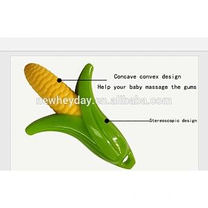 Simulation easy clean Safety corn shaped silicone baby teether