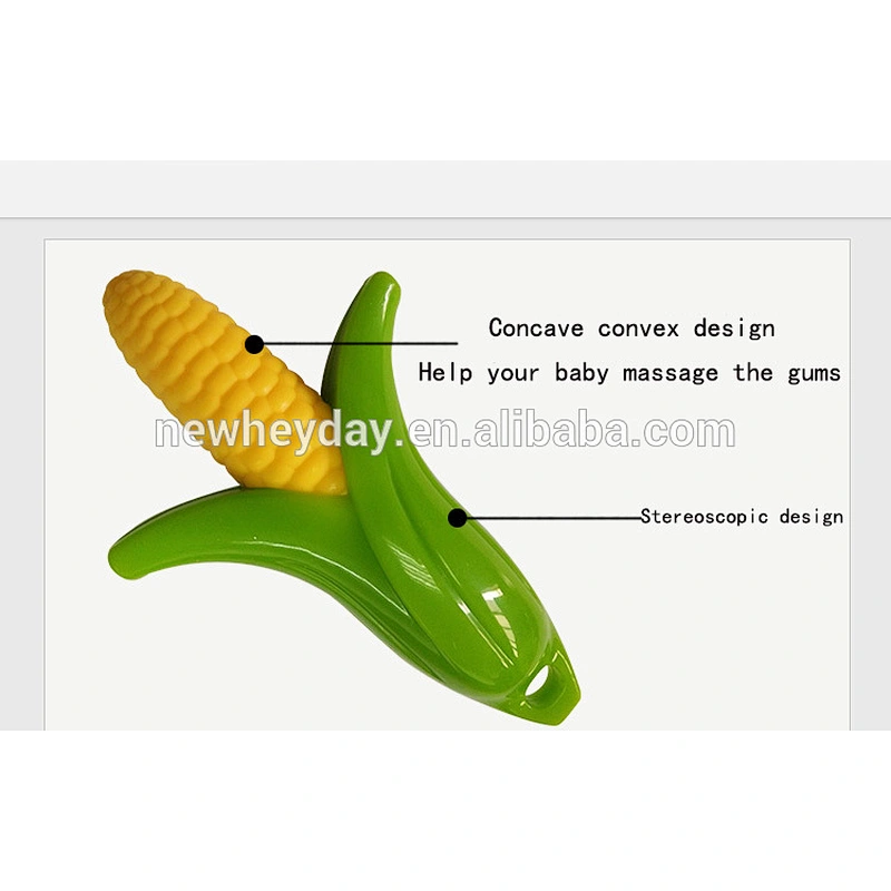 Simulation easy clean Safety corn shaped silicone baby teether