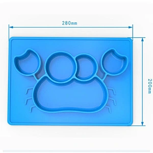 new design food grade  crab shape whole baby kid  plate silicon
