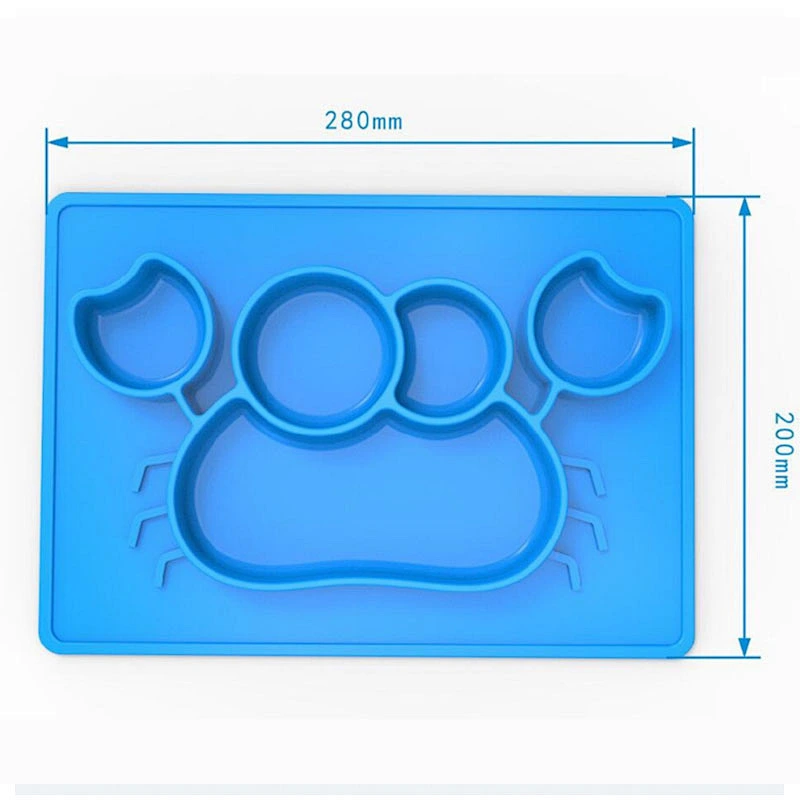 new design food grade  crab shape whole baby kid  plate silicon