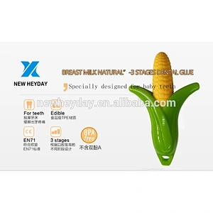 Simulation easy clean Safety corn shaped silicone baby teether