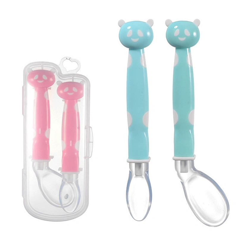 factory custom  panda feeding soft spoon  silicone baby cartoon fork spoon knife