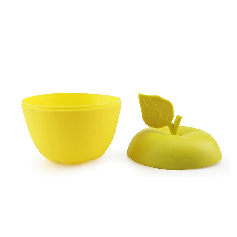 factory custom apple shape silicone baby food storage  cover bowl  storage  food baby snack  bowl with cover
