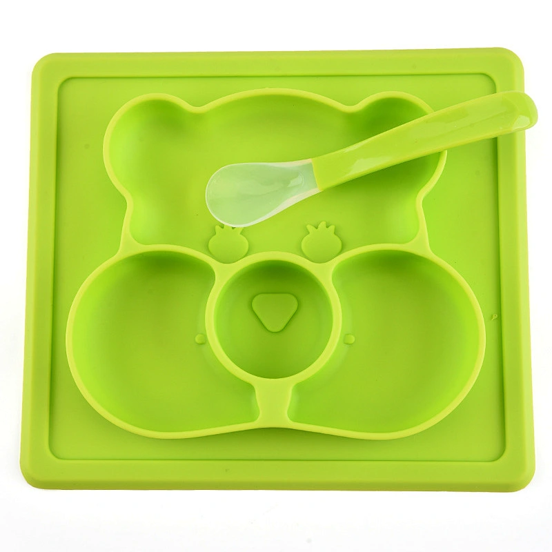 silicone  suction  molds owl  Cartoon kids dinner plate set  Kids Dinner Plate Divided Dish baby Tray Food Feeding Tableware