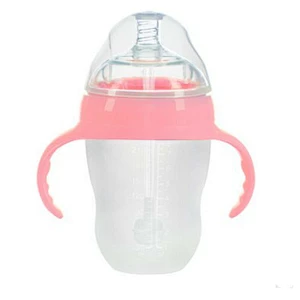 OEM High quality silicone baby bottle label feeding bottle with handle