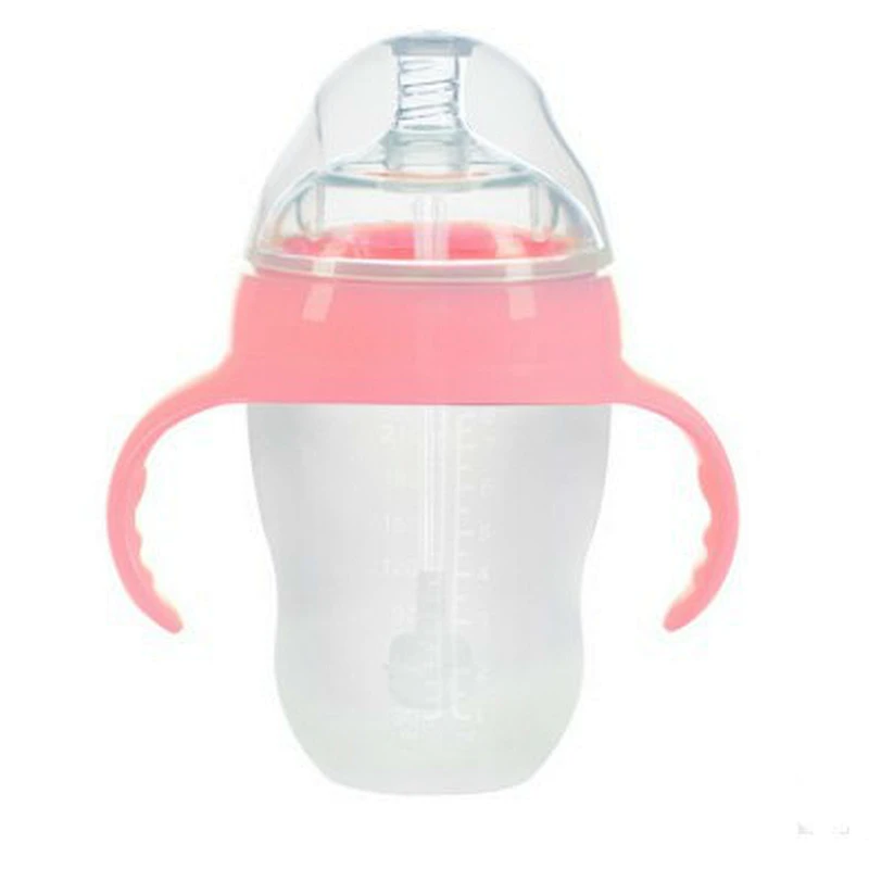 OEM High quality silicone baby bottle label feeding bottle with handle