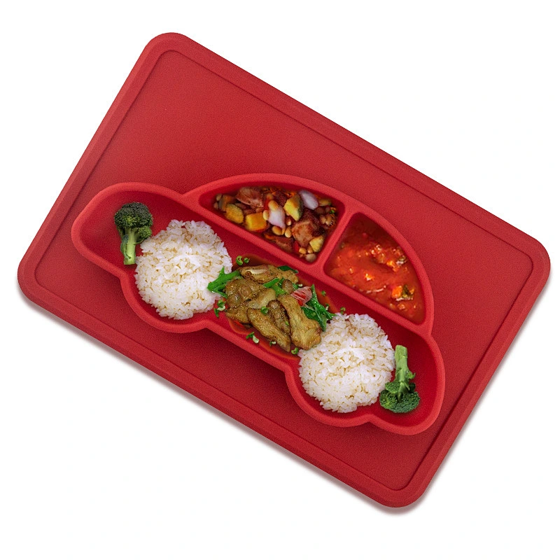 food grade  silicone Baby Kids Suction Table car  Food   tray serving baby  travel car kids play Tray Placemat Plate Bowl