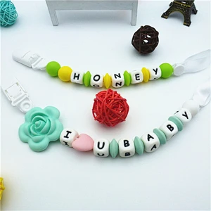 food grade silicone Anti-chain-dropping   soothing  beads Baby Pacifier Chain Soothing Girls Boys Cute Bow Beads