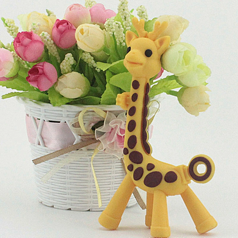 factory custom wholese  baby silicone teether giraffe  stock