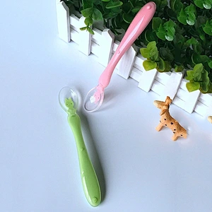 new style  baby spoon feeding soft spoon  silicone baby cartoon soup spoon plastic