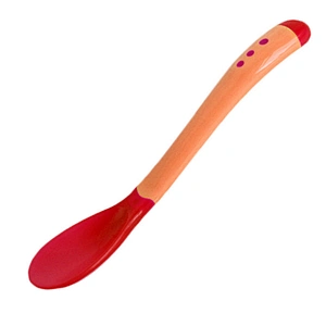 factory custom  wholesale 2 color silicone  spoon temperature  spoon  and fork for baby
