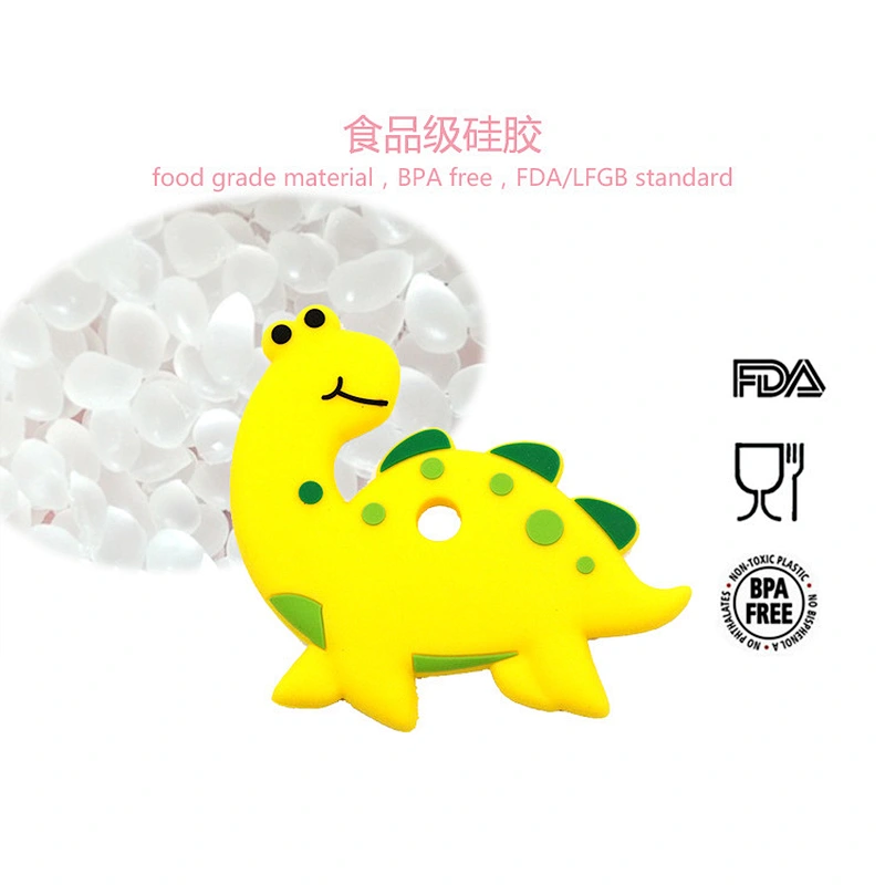 factory wholesale custom   food grade silicone kids dinosaur toy teether cartoon dinosaur soft rubber  toy