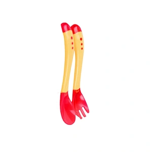 Temperature Color changing Silicone baby  kids fork knife and spoon set