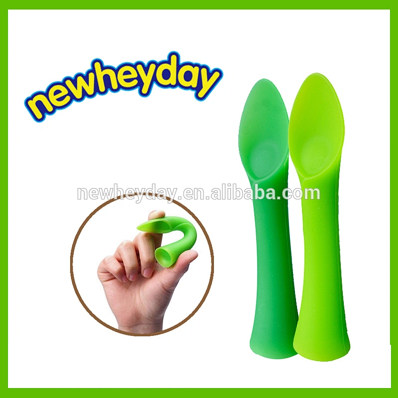 BPA free  silicone baby training spoon  silicone baby teether spoon custom