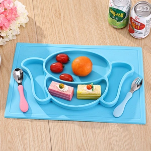 Customizable factory price cute animal silicone baby placemat food tray