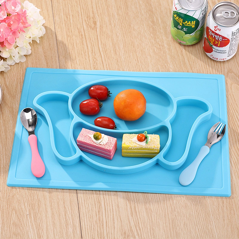 Customizable factory price cute animal silicone baby placemat food tray
