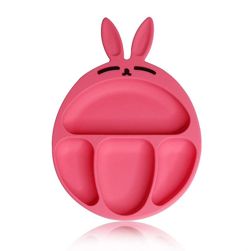 custom silicone  baby tableware  feeding silicone plate   Cartoon animal shaped  suction bowlTableware for  Toddlers