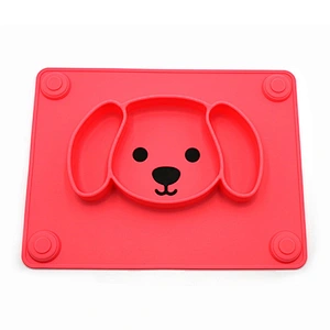 custom Portable silicone  suction  baby dog  Shaped Plates  Food Supplement Tableware Baby Cartoon plate