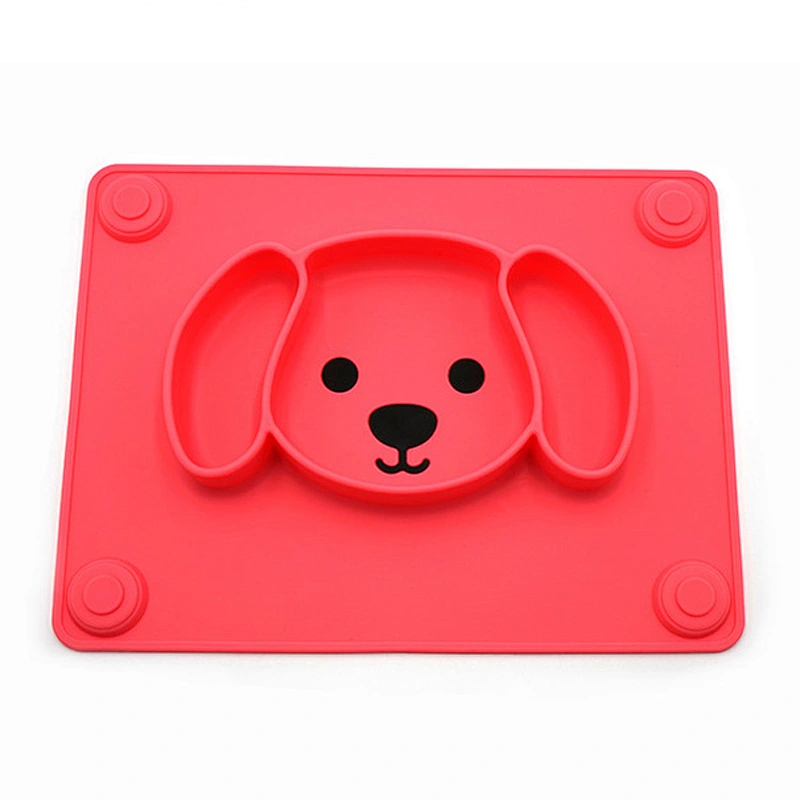 custom Portable silicone  suction  baby dog  Shaped Plates  Food Supplement Tableware Baby Cartoon plate