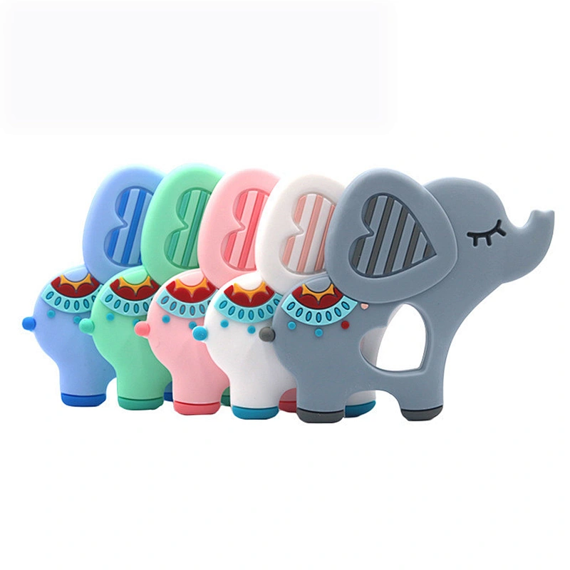Non-Toxic BPA Free silicone  elephant baby gel teether carton animal soft teether toy