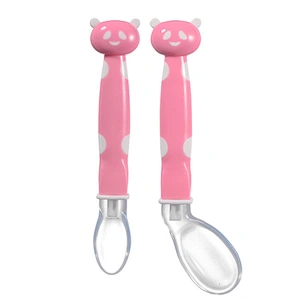 factory custom  panda feeding soft spoon  silicone baby cartoon fork spoon knife