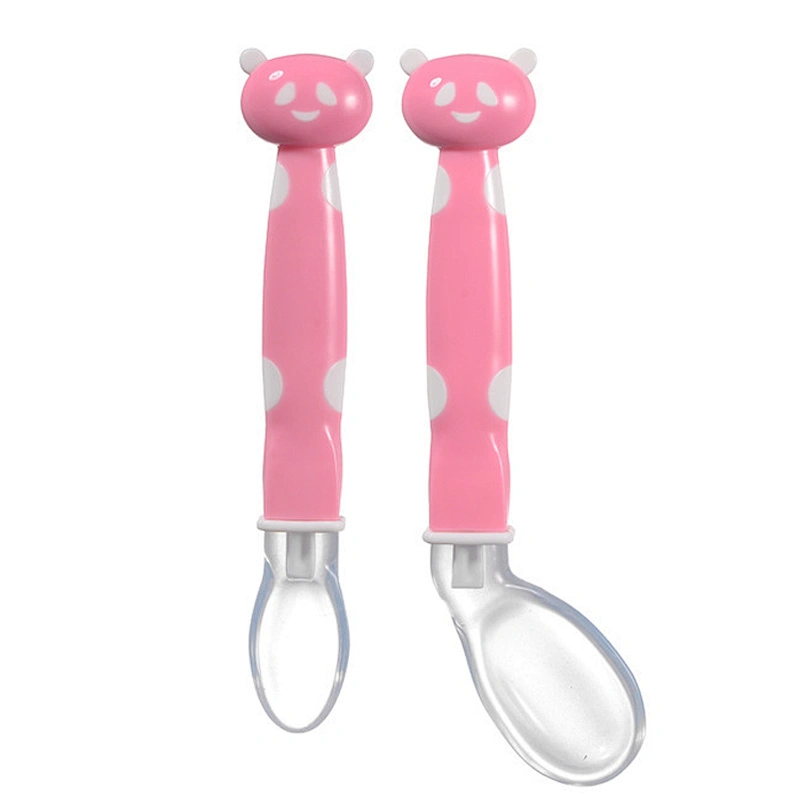 factory custom  panda feeding soft spoon  silicone baby cartoon fork spoon knife