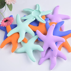 Hotsale  Customized Soft Non-toxi plastic starfish toy silicone teether