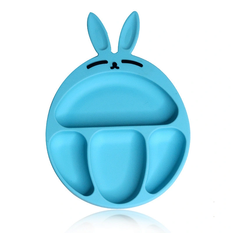 custom silicone  baby tableware  feeding silicone plate   Cartoon animal shaped  suction bowlTableware for  Toddlers