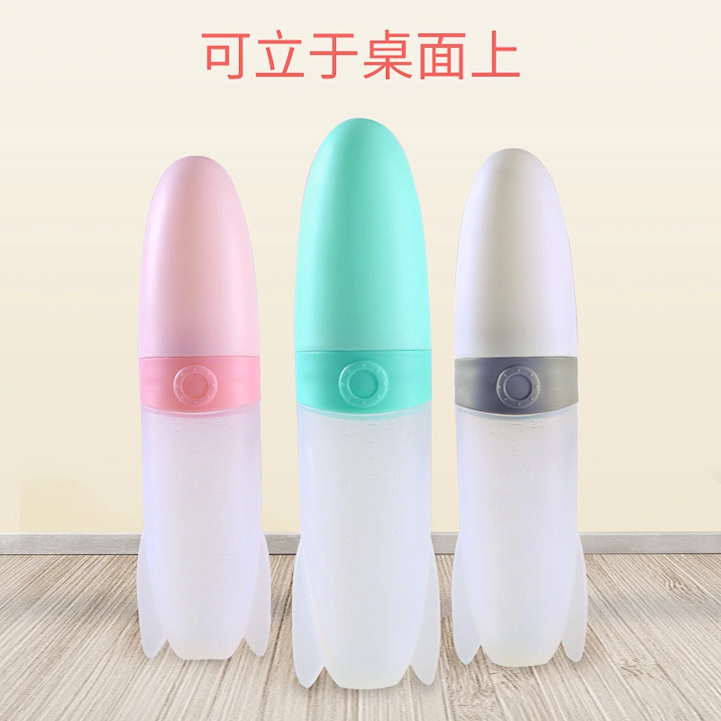 baby Food Dispensing Spoon bottle Silicone  squeeze spoon bottle  Feeder Food Supplement Rice Cereal with Dust Cover
