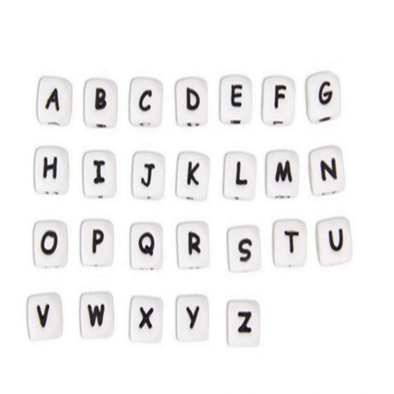 customized bpa free silicone beads  letter teething Dice beads