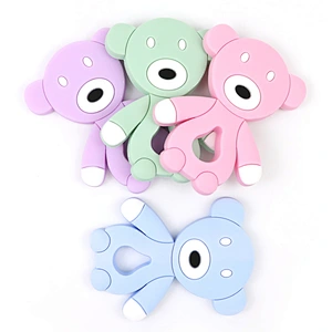 Safe Cartoon Baby Teethers BPA Free Cute Animal  Kids Silicone Animal Teether bear Teething Pendant Necklace BPA Chew Toy New