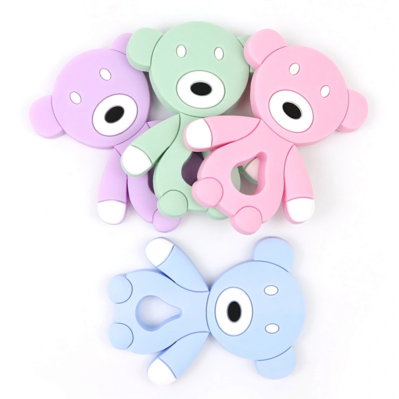 Safe Cartoon Baby Teethers BPA Free Cute Animal  Kids Silicone Animal Teether bear Teething Pendant Necklace BPA Chew Toy New