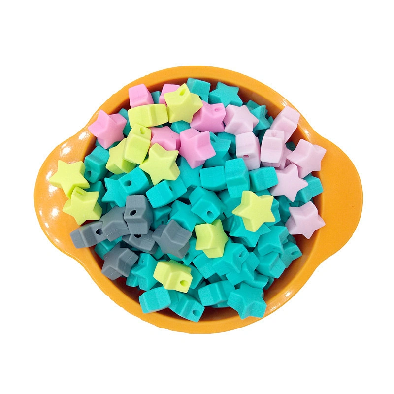 factory wholesale  food grade pentagram star round soft  silicone  baby  teething beads