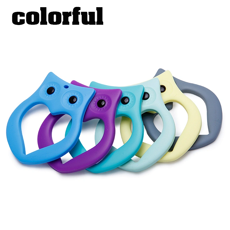 Food grade owl shape foldable silicone teether for baby