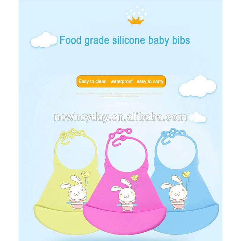 factory  price custom made  printed white rabbit silicone bandana bibs