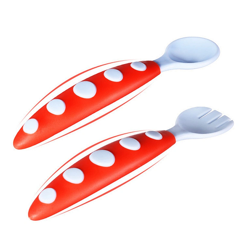 factory custom   color PP   baby spoon and fork set  in box