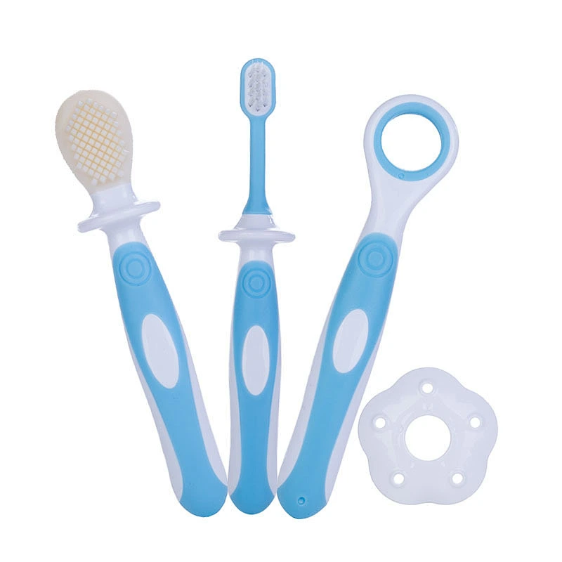 4 pcs set soft hair toothbrush baby    infant training toothbrush and teether cleaning brush Nursing Tool Stick heads