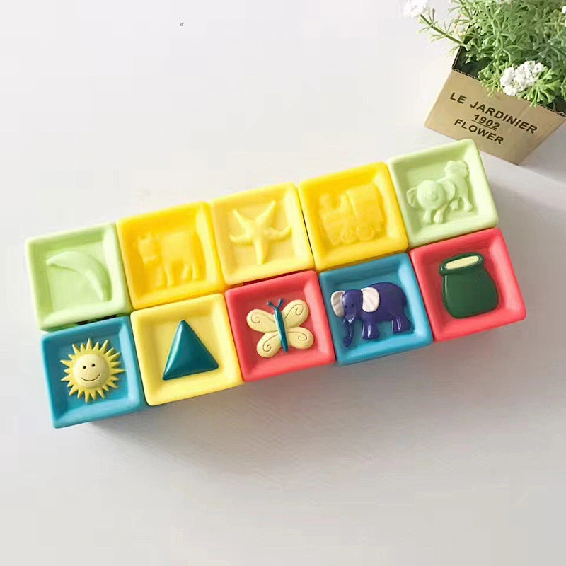 custom 	animal   BB sound fruit baby identify color silicone building blocks  toys