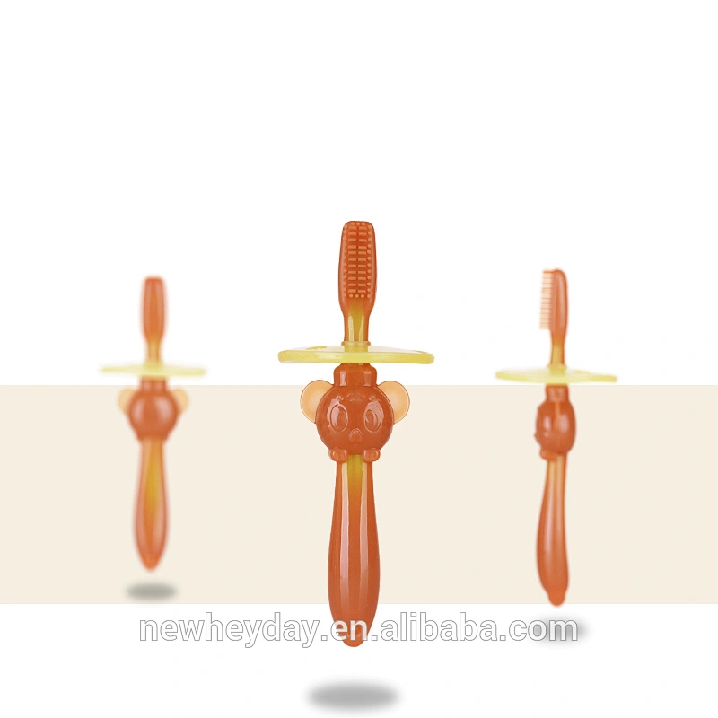 Eco-friendly Food Grade Silicone baby toothbrush and teether custom