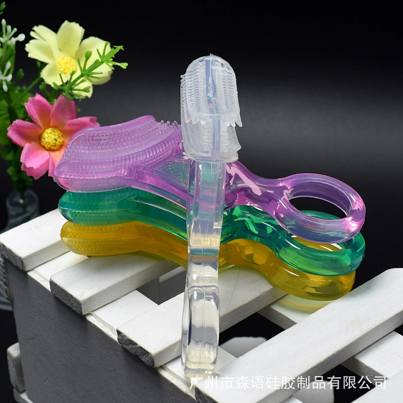 Maternal and Infant Products Children's Oral rubber Silicone  Bite Handle Toothbrush