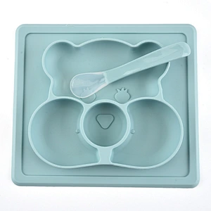 silicone  suction  molds owl  Cartoon kids dinner plate set  Kids Dinner Plate Divided Dish baby Tray Food Feeding Tableware