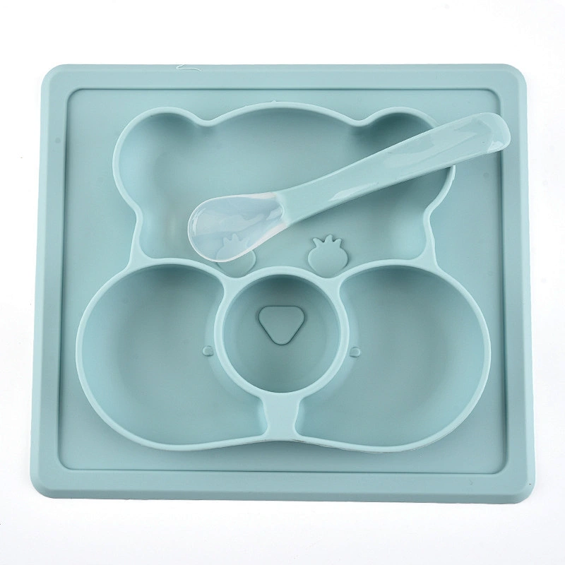 silicone  suction  molds owl  Cartoon kids dinner plate set  Kids Dinner Plate Divided Dish baby Tray Food Feeding Tableware