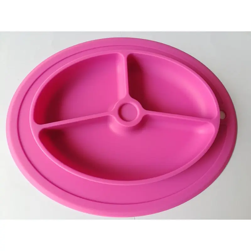 Toddler Plates Divided Baby Silicone Plate Spoons Portable tray  candy serving Kids Feeding Plates Dishwasher