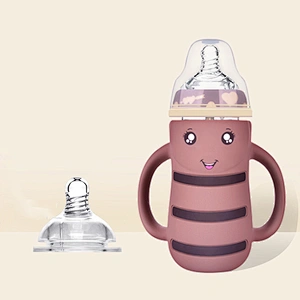cute   bee  desgin silicone cover glass  bottle milk bottle 1000m