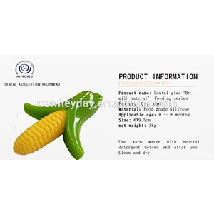 Simulation easy clean Safety corn shaped silicone baby teether