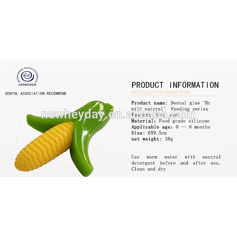 Simulation easy clean Safety corn shaped silicone baby teether