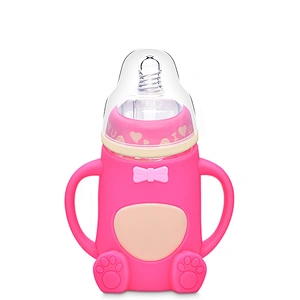 latest  comotomo silicone cartoon bear design  baby bottle  holder