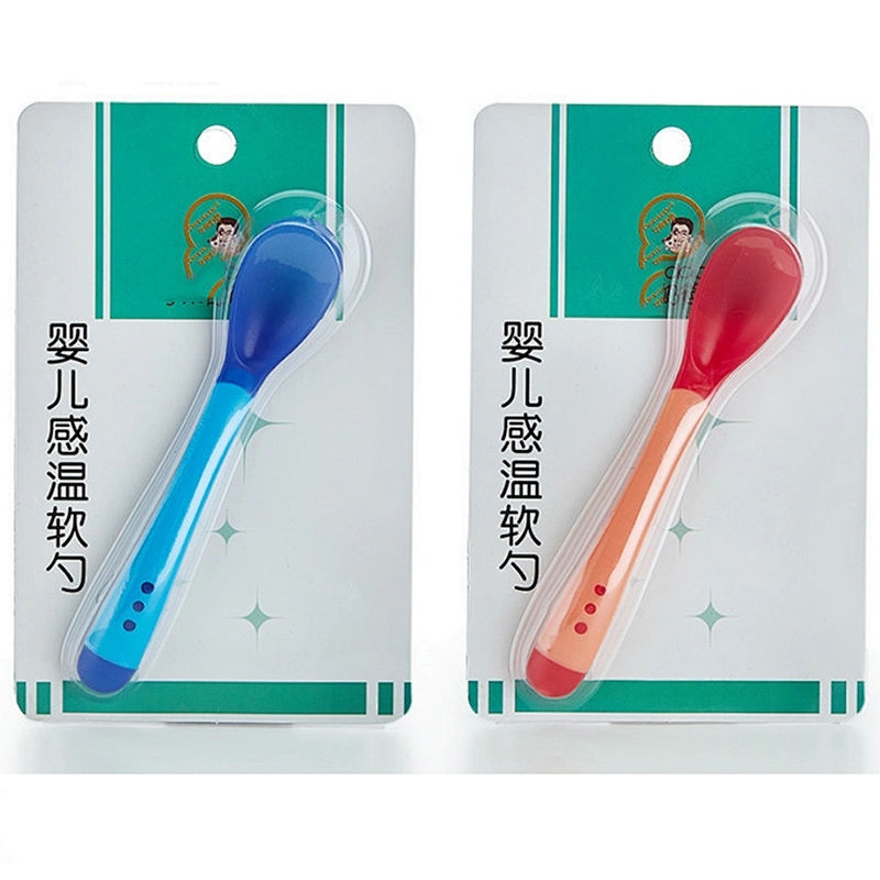 factory custom  wholesale baby feeding bottle spoon  silicone temperature sensing   spoon  and fork