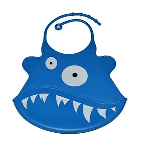 customized Set of 2 Premium Waterproof Silicone baby Bibs Free Teether and Carry Pouch