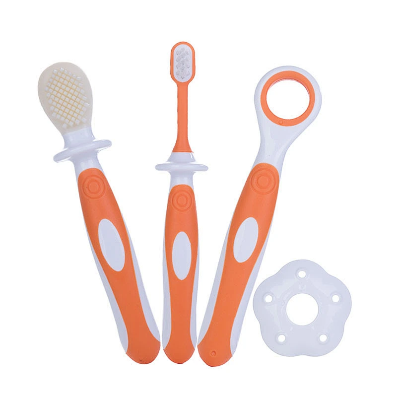 4 pcs set soft hair toothbrush baby    infant training toothbrush and teether cleaning brush Nursing Tool Stick heads